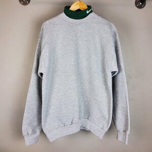 Vintage Nike Men's Grey Sweater Shirt Size Large Green Turtleneck Made in USA